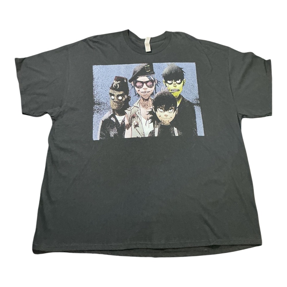 Gorillaz Band Graphic T-Shirt Mens Black Short Sleeve Crew Neck Tee 4XL